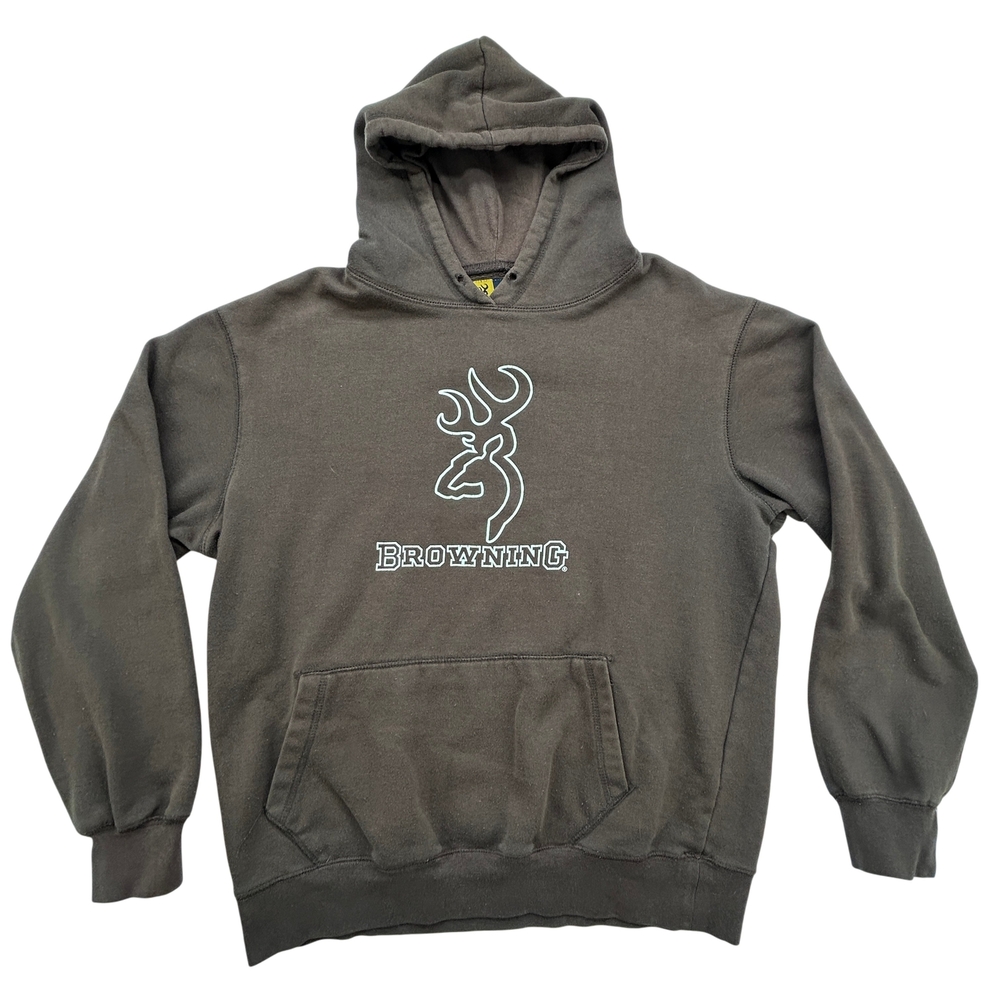 Browning Hoodie Mens Medium Brown Buckmark Logo Pullover Hunting Outdoors